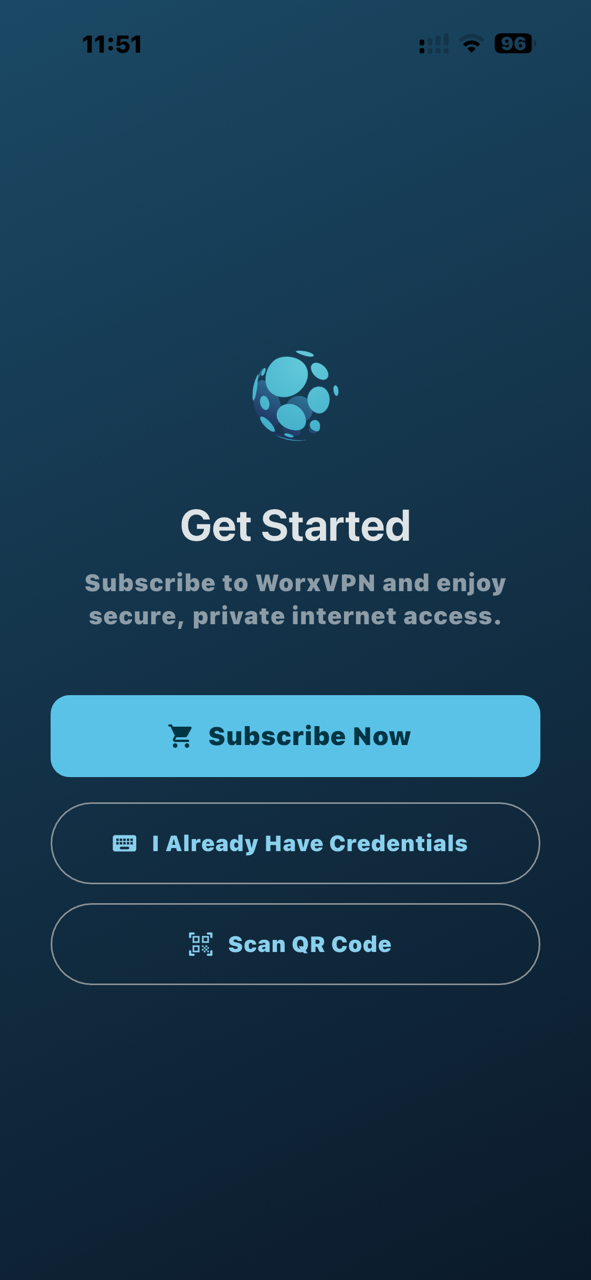 WorxVPN Get Started screen
